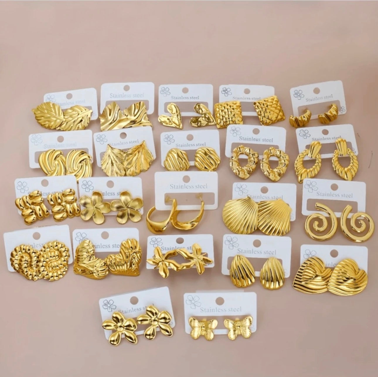 60 pieces Stylish, elegant,￼gold tone  fashion earring