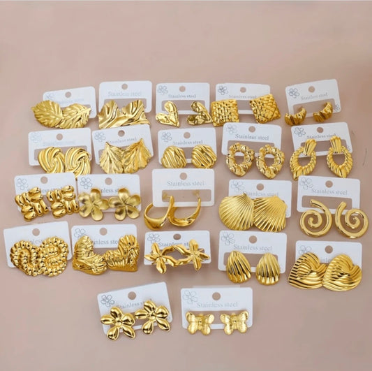 60 pieces Stylish, elegant,￼gold tone  fashion earring