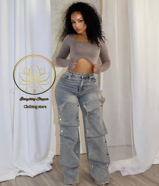 High waisted stacks jeans-light wash
